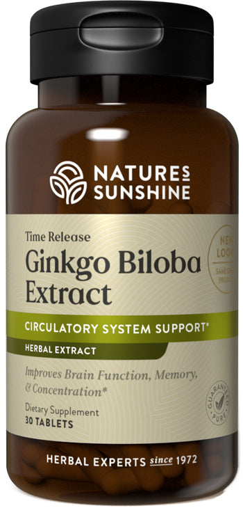 Natures Sunshine Ginkgo Biloba Extract 700mg Time Release Tablets 30
