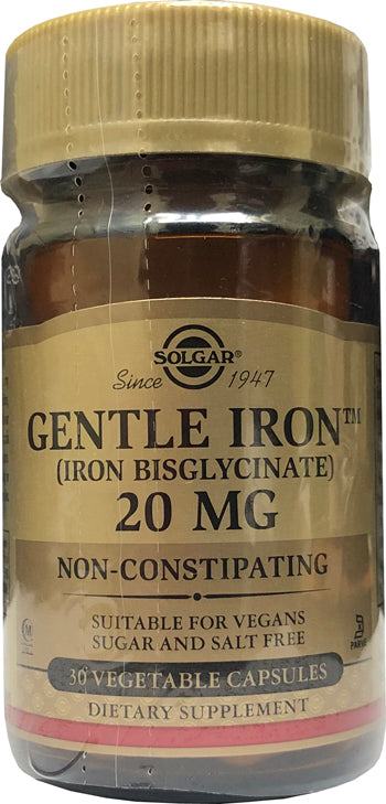 Solgar Gentle Iron 20mg 30 capsules