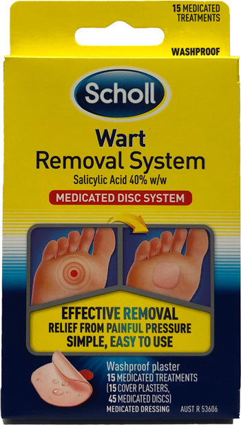 Scholl Wart Removal Medicated Disc System - Washproof Plasters 15 treatments