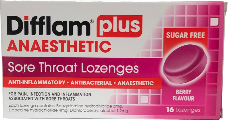 Difflam Plus Anaesthetic Berry Flavour Lozenges 16
