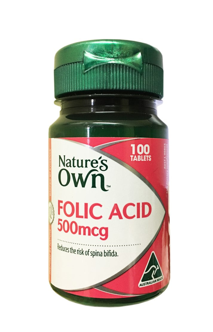 Natures Own Folic Acid 500mcg Tablets 100