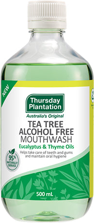 Thursday Plantation Tea Tree Alcohol Free Mouthwash Eucalyptus and Thyme oils 500ml