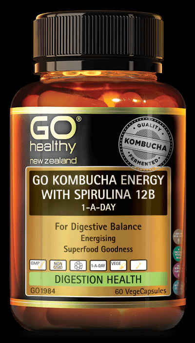 Go Healthy Go Kombucha Energy with Spirulina 12B 1-A-Day 60s