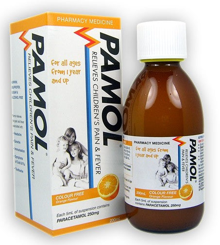 Pamol for Children Pain & Fever Relief Orange 200ml