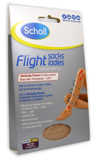Scholl Flight Socks Ladies - Natural W6-8