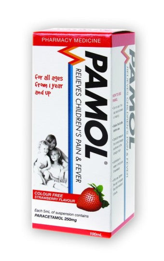 Pamol for Children Pain & Fever Relief Strawberry 100ml