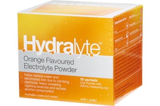Hydralyte Orange Flavoured Electrolyte Powder 10 sachets