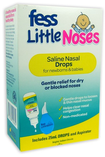Fess Little Noses Saline Nose drops 25ml (bottle plus Aspirator)