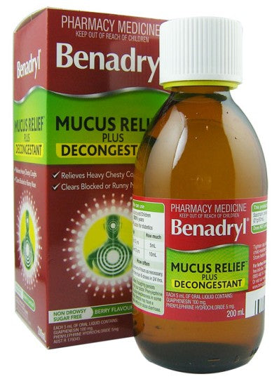 Benadryl Mucus Relief Plus Decongestant 200ml