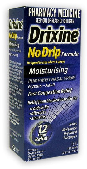Drixine No Drip Nasal Spray MOISTURISING 15ml (Limit 3 bottles per order)