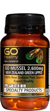 Go New Zealand Green Lipped Mussel 2600mg Capsules 60