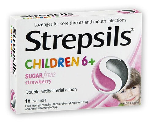 Strepsils Children 6+ SUGAR FREE Lozenges - STRAWBERRY 16