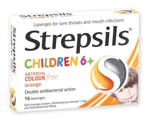 Strepsils Children 6+ COLOUR FREE Lozenges - ORANGE 16