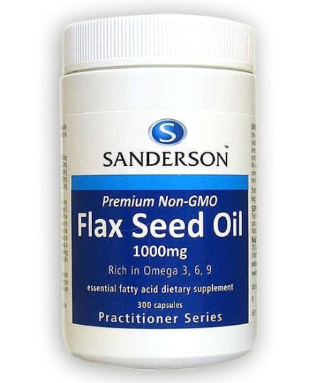 Sanderson Premium non-GMO Flax Seed Oil 1000mg Capsules 300