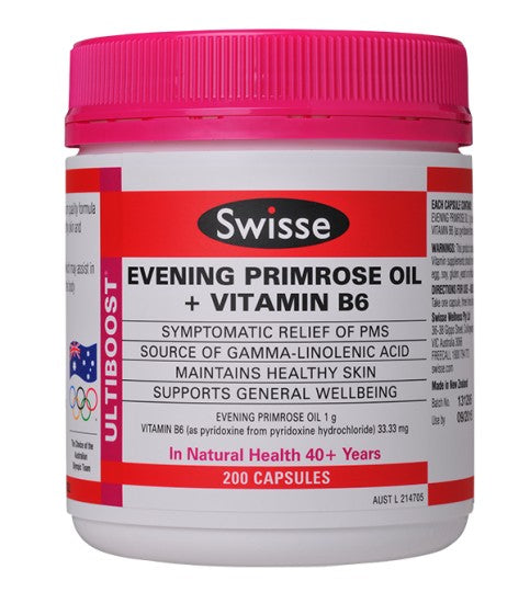 Swisse Ultiboost Evening Primrose Oil + Vitamin B6 Capsules 200