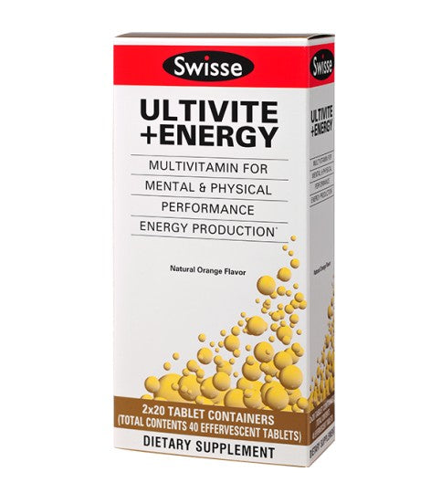 Swisse Ultivite + Energy Effervescent Tablets 40 (2x20)