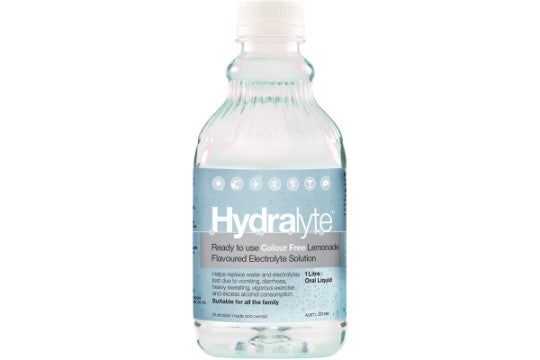 Hydralyte Ready to use Lemonade Flavoured Colour Free Electrolyte Solution 1 Litre