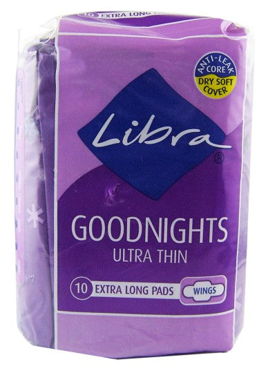 Libra Goodnights Ultra Thin Extra Long Pads With Wings 10