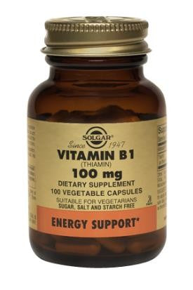 Solgar Vitamin B1 (Thiamin) 100 mg Vegetable Capsules 100