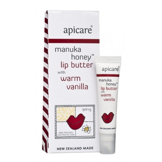Apicare Manuka Honey Lip Butter With Warm Vanilla 8g Tube