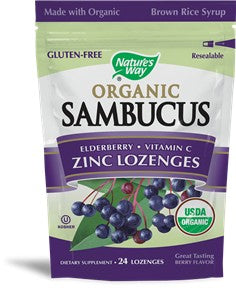 Natures Way Organic Sambucus Zinc Lozenges 24