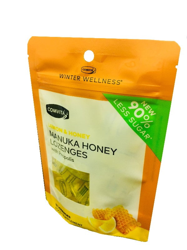 Less Sugar Manuka Honey Lozenges, Honey and Lemon, 12s