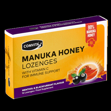 Comvita Menthol and Blackcurrant Manuka Honey Lozenges, 16s
