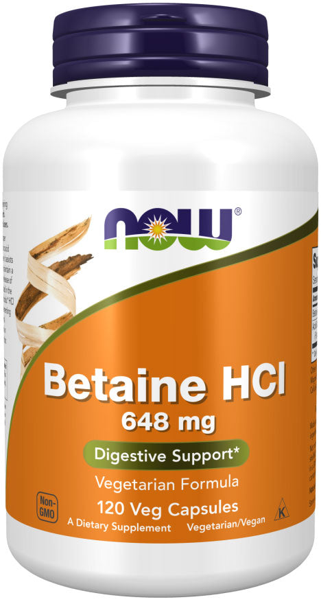 Now Betaine HCL 648mg Vegecaps 120