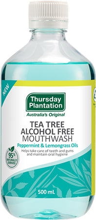 Thursday Plantation Tea Tree Alcohol Free Mouthwash Peppermint and Lemongrass Oils 500ml